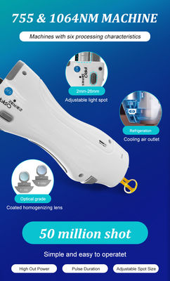 Pigment Lesions Removal Lasering 755 1064nm Alex Long Pulse Shorter Pulse Alexandrite Yag Lasering Hair Removal Machine